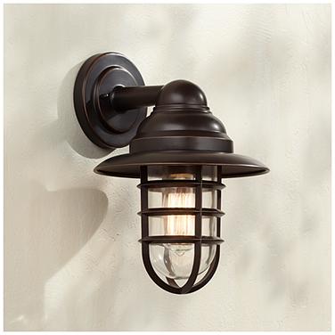 John Timberland Marlowe 13 1/4" High Bronze Cage Outdoor Wall Light