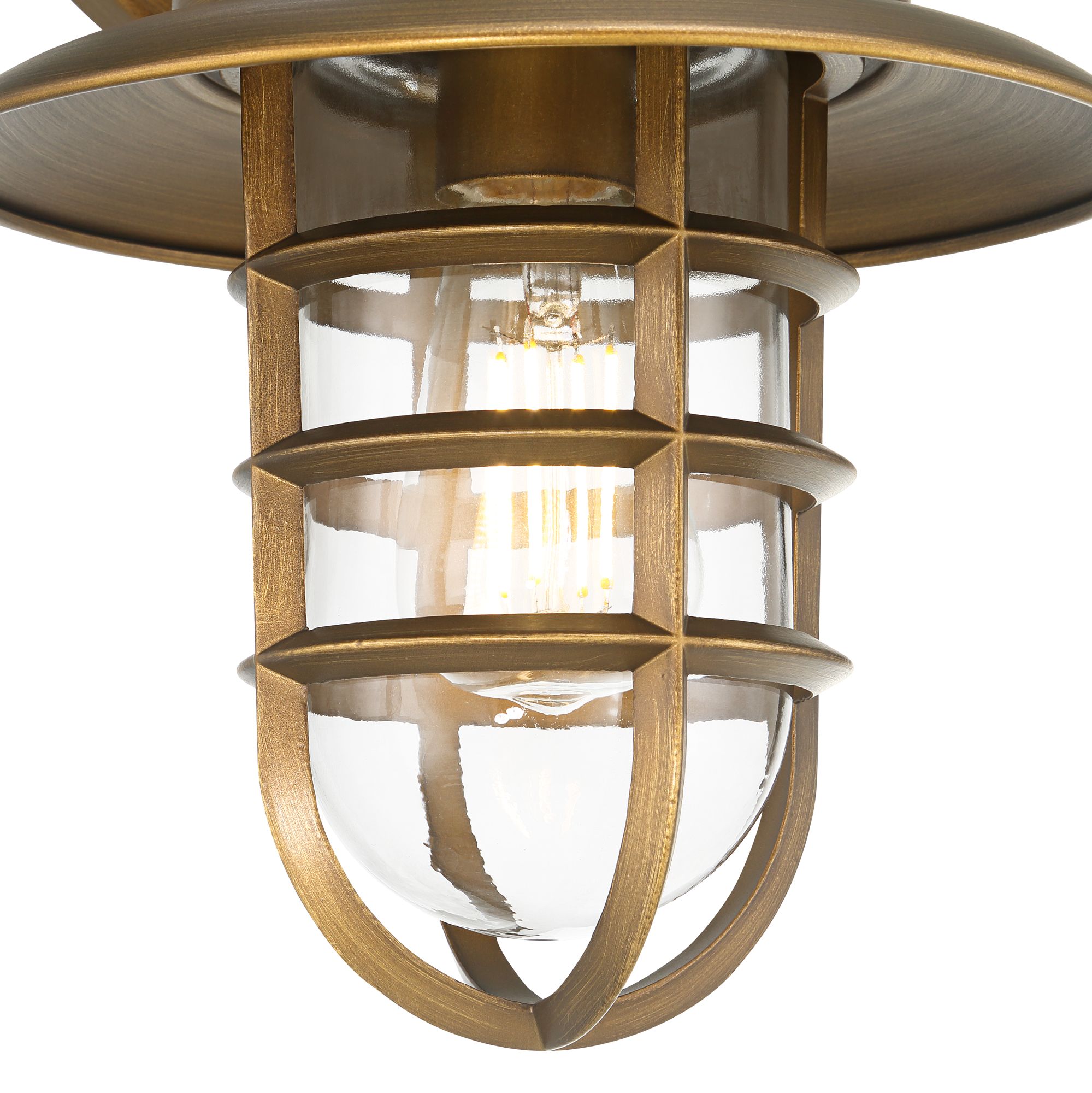 Image 3 John Timberland Marlowe 13 1/4" High Brass Cage Outdoor Wall Light more views
