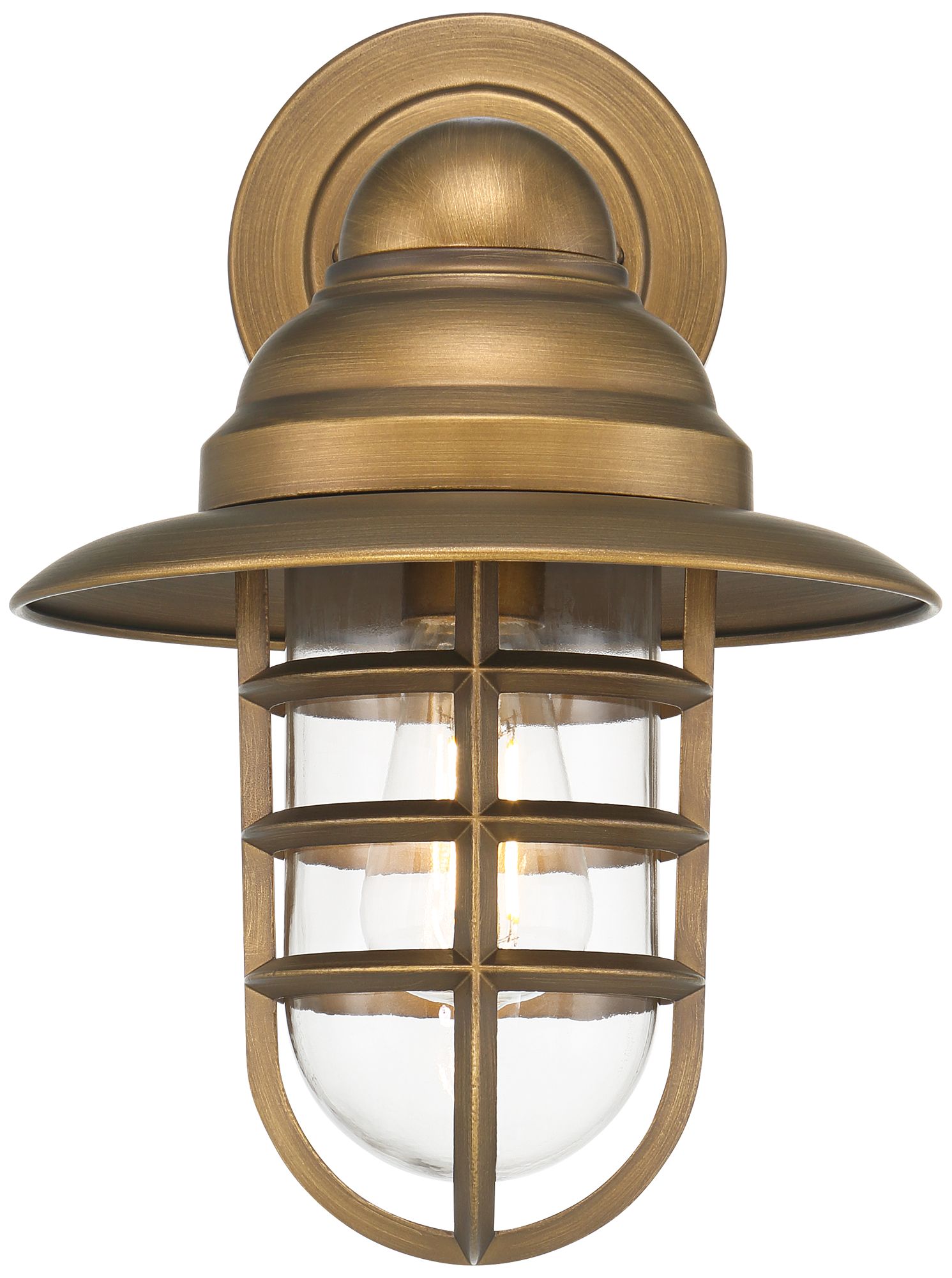 Image 4 John Timberland Marlowe 13 1/4" High Brass Cage Outdoor Wall Light more views