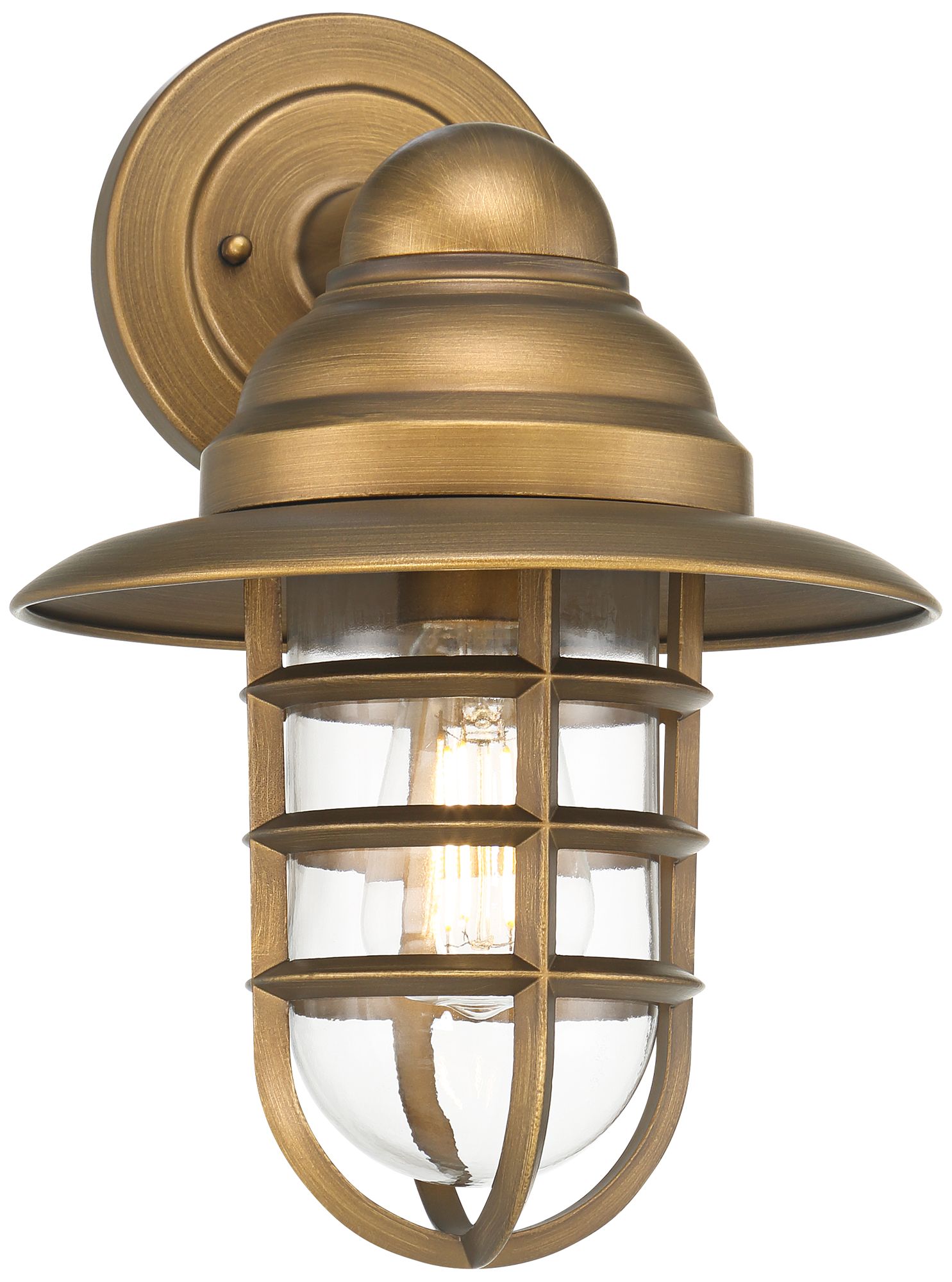 Image 5 John Timberland Marlowe 13 1/4" High Brass Cage Outdoor Wall Light more views