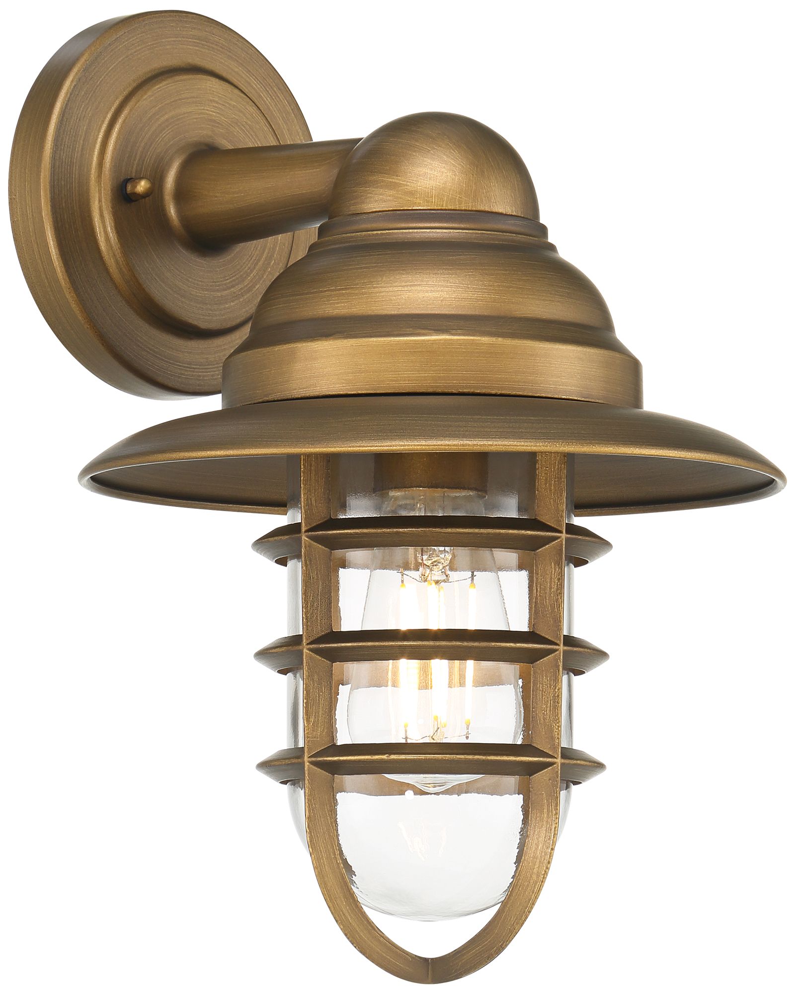 Image 6 John Timberland Marlowe 13 1/4" High Brass Cage Outdoor Wall Light more views