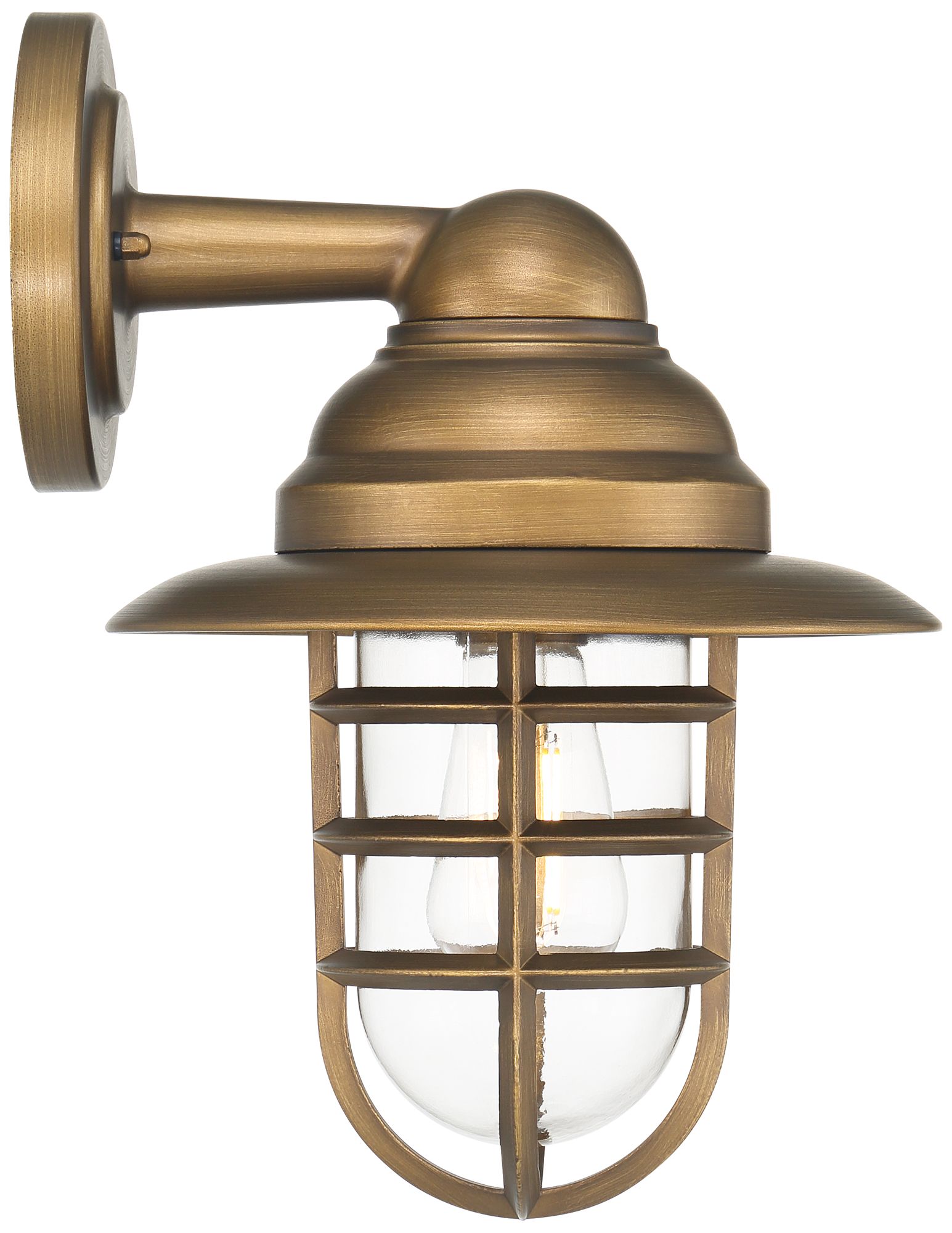 Image 7 John Timberland Marlowe 13 1/4" High Brass Cage Outdoor Wall Light more views