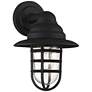 2_John Timberland Marlowe 13" High Black Hooded Cage Outdoor Wall Light