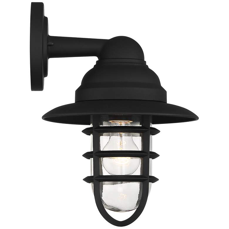 Image 7 John Timberland Marlowe 13" High Black Hooded Cage Outdoor Wall Light more views
