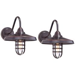 John Timberland Marlowe 16 3/4" Bronze Outdoor Wall Lights Set of 2