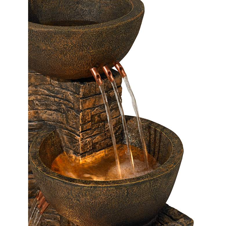 Image 4 John Timberland Mason 35" High Faux Stone LED Floor Fountain more views
