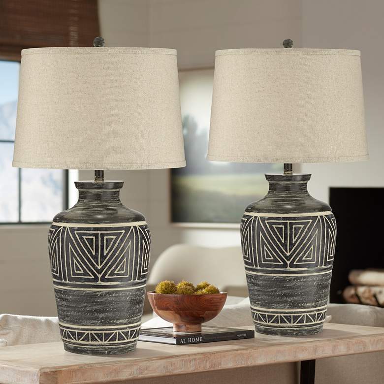 Image 1 John Timberland Miguel Earth Tone Southwest Rustic Jar Table Lamps Set of 2