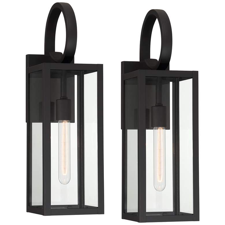 Image 2 John Timberland Mira 21 inch Black Clear Glass Outdoor Wall Light Set of 2