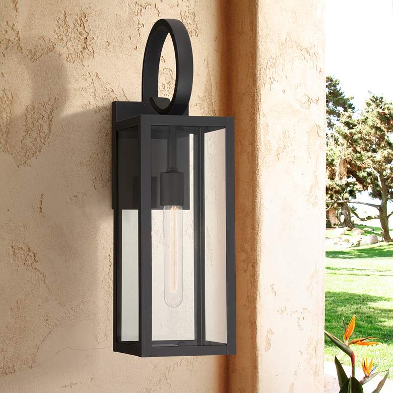 Image 7 John Timberland Mira 21" Black Clear Glass Outdoor Wall Light Set of 2 more views