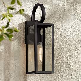 Image1 of John Timberland Mira 21" High Black Finish Outdoor Lantern Wall Light