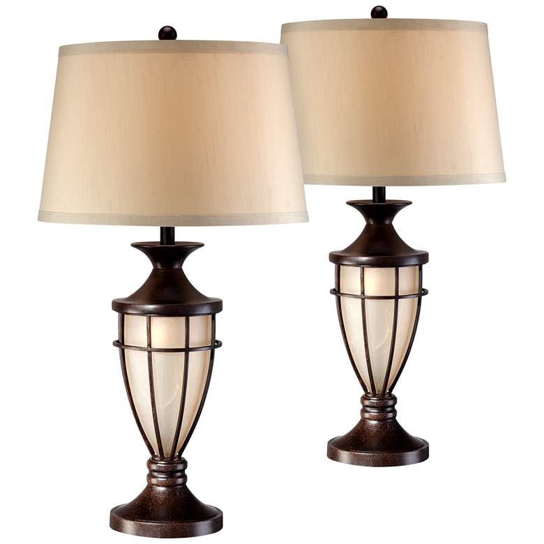 Image 2 John Timberland Mission Cage 33" Night Light Urn Table Lamps Set of 2