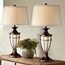 1_John Timberland Mission Cage 33" Night Light Urn Table Lamps Set of 2