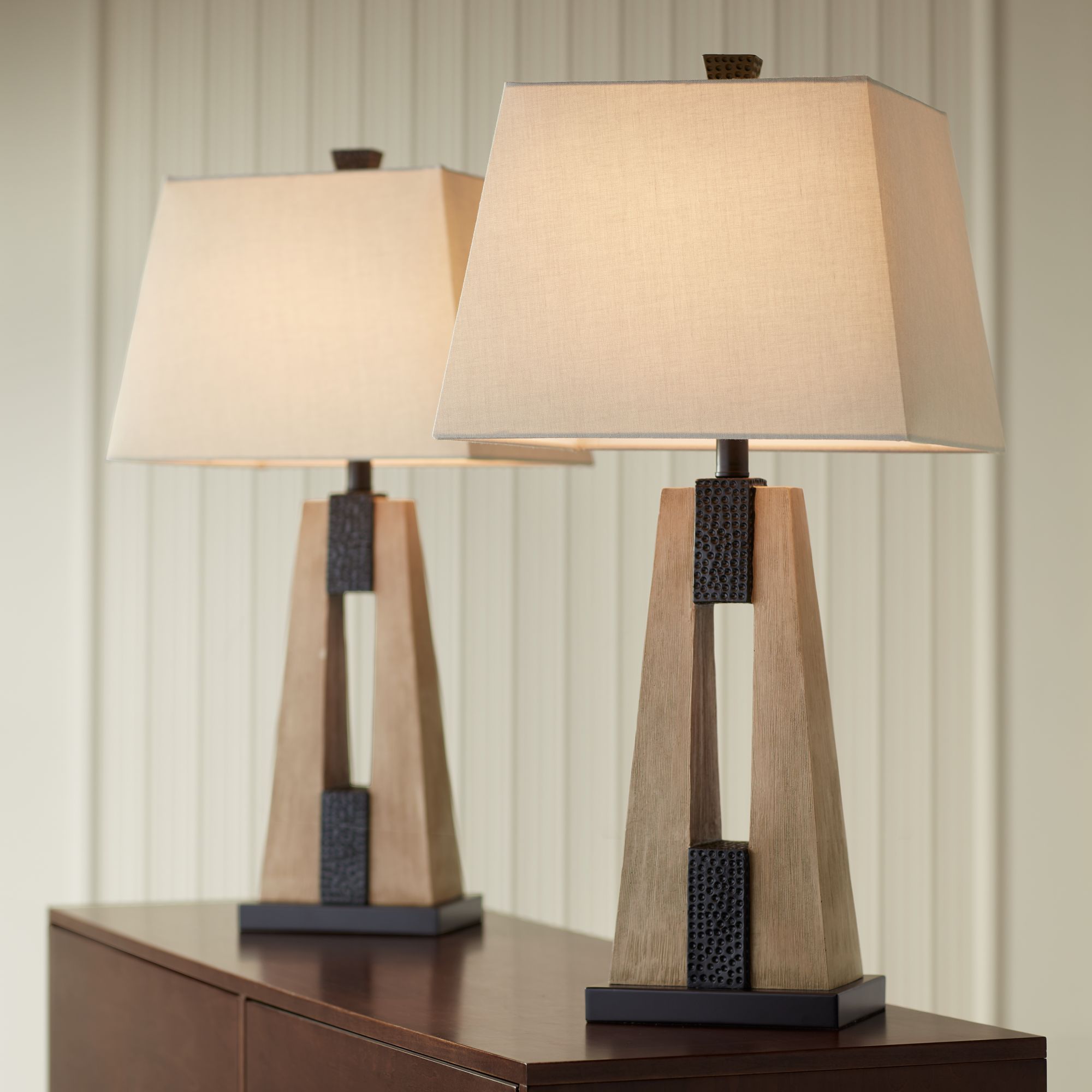 Watch A Video About the Mitchell Tapering Column USB Table Lamps Set of 2