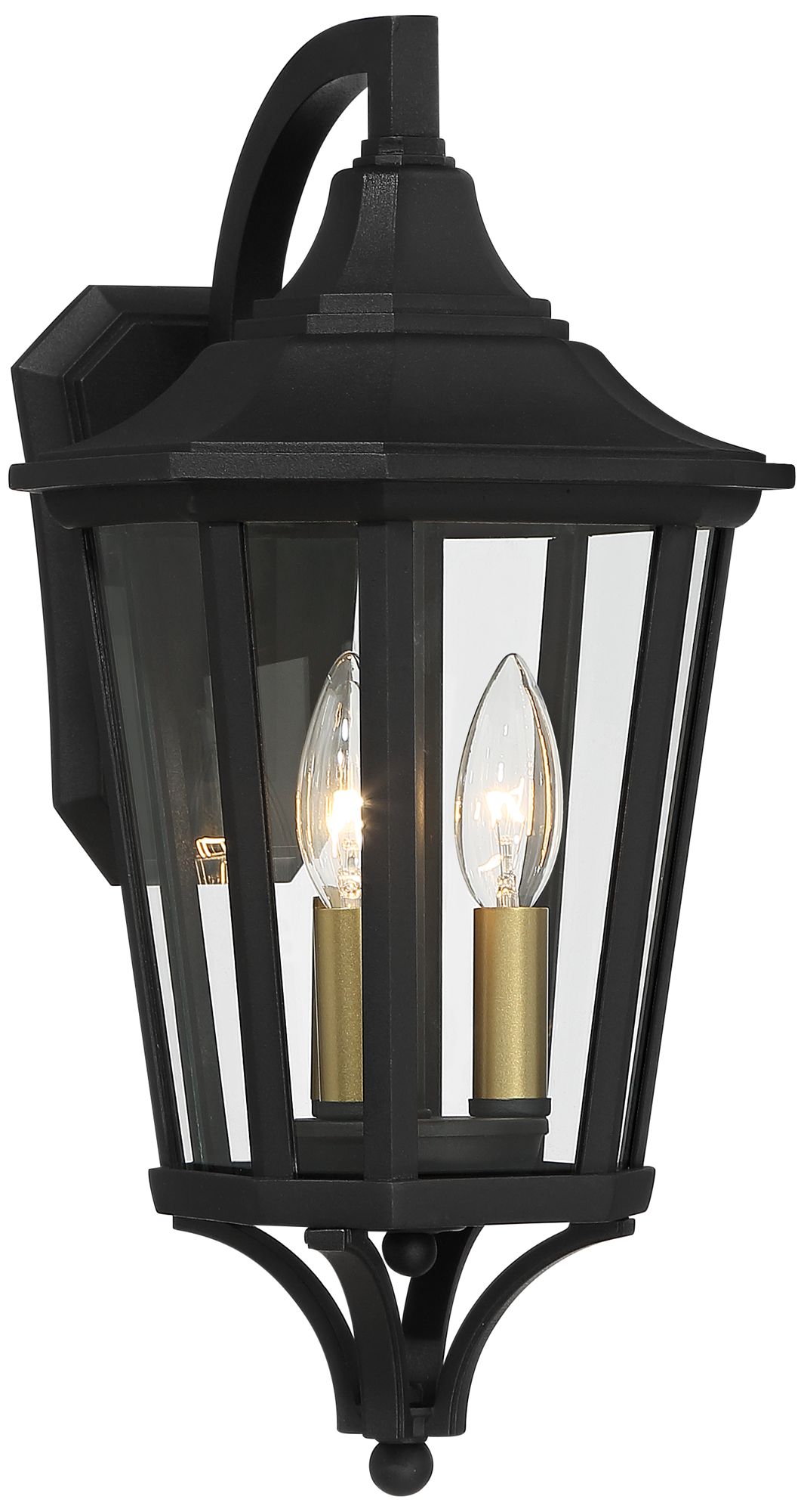 John Timberland Morton 17 1/4" Black Gold Outdoor Lantern Wall Light