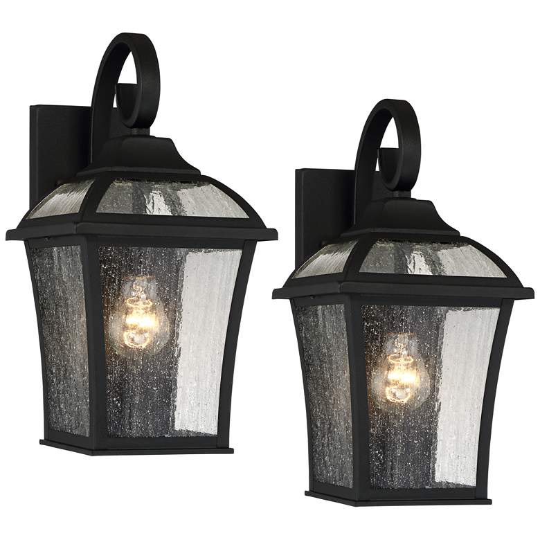 Image 2 John Timberland Mosconi 15" Black Carriage Outdoor Lights Set of 2