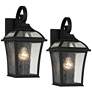 2_John Timberland Mosconi 15" Black Carriage Outdoor Lights Set of 2