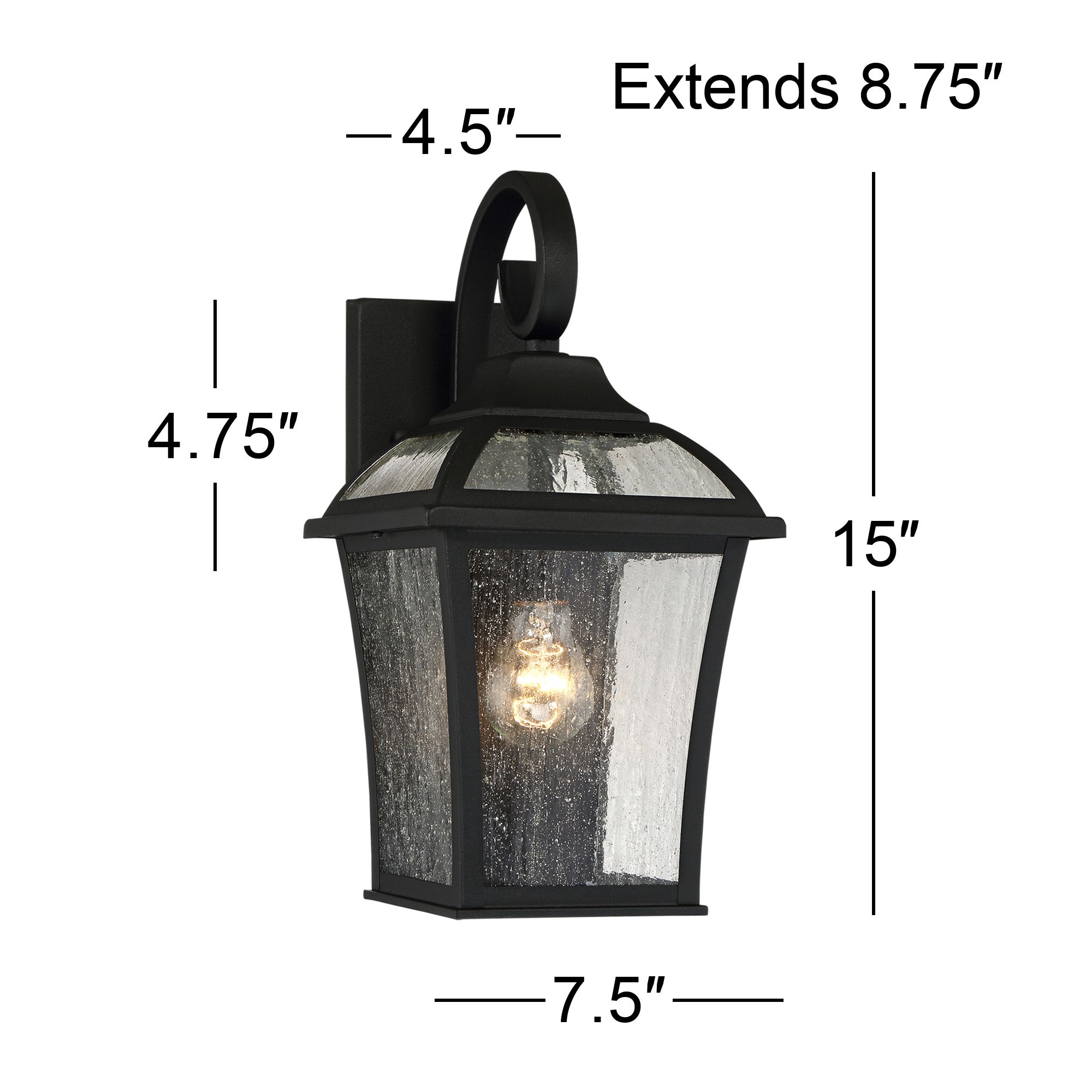 John Timberland Mosconi 15" Black Carriage Outdoor Lights Set of 2