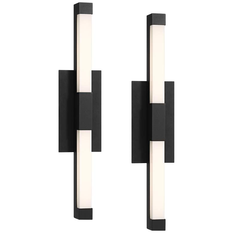 Image 1 John Timberland Murphy 24" Sand Black LED Outdoor Wall Lights Set of 2
