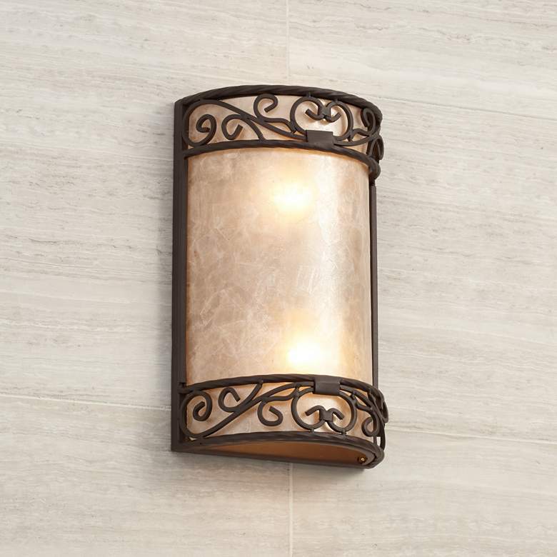 Image 1 John Timberland Natural Mica Collection 12 1/2" Wall Sconce