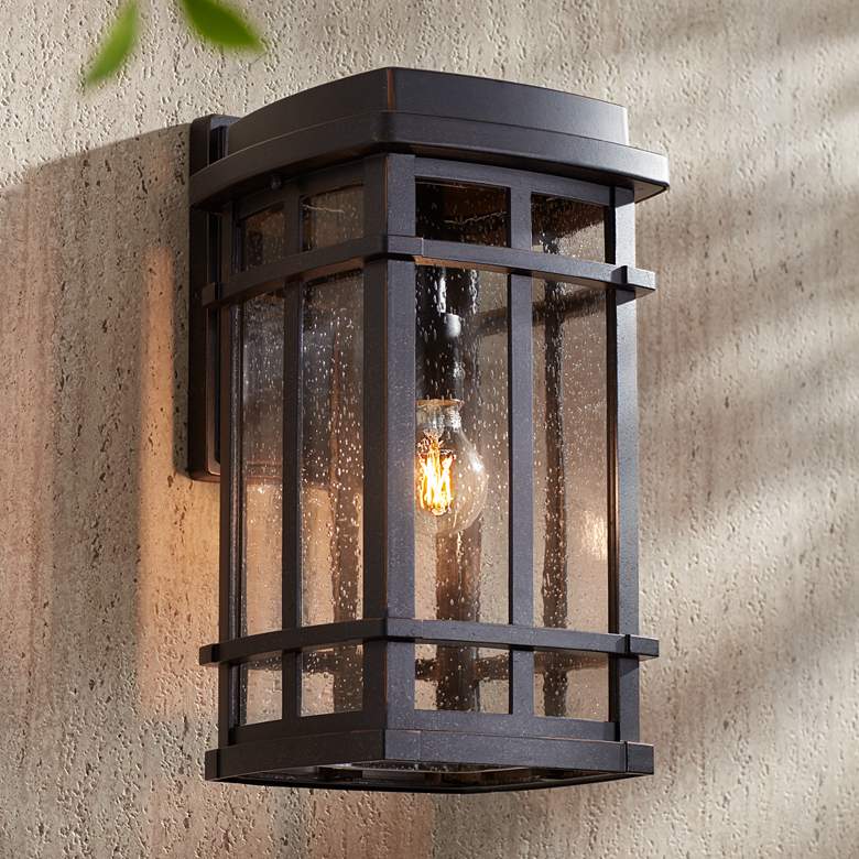 Image 1 John Timberland Neri 16" Mission Oil-Rubbed Bronze Outdoor Wall Light