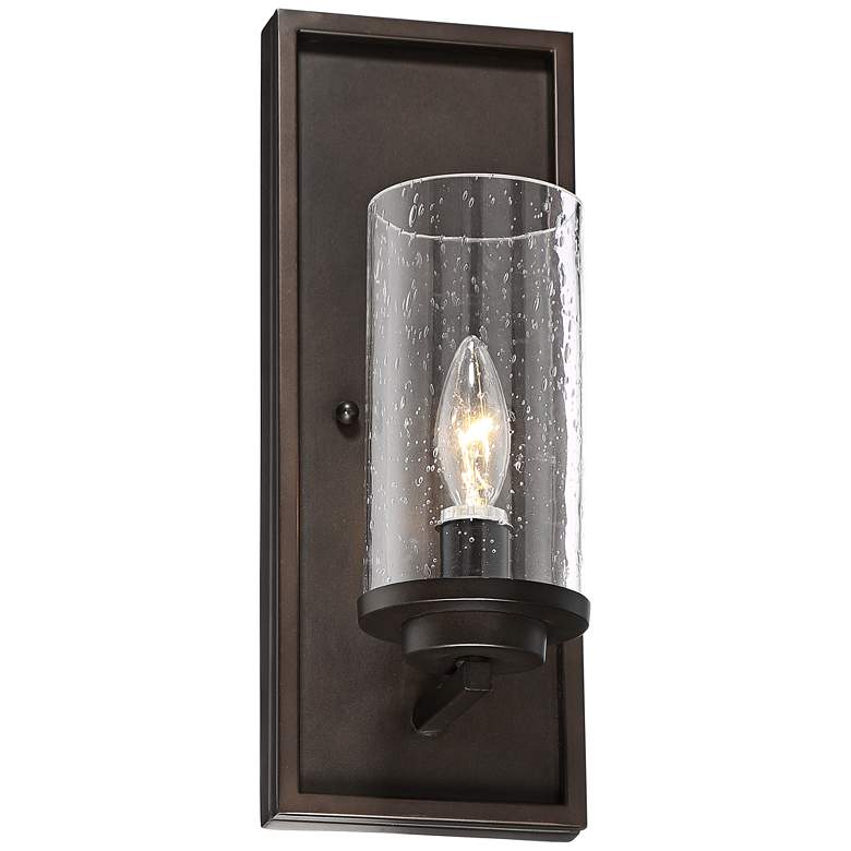 Image 2 John Timberland Nobel 14 inch Glass and Bronze Rustic Wall Sconce