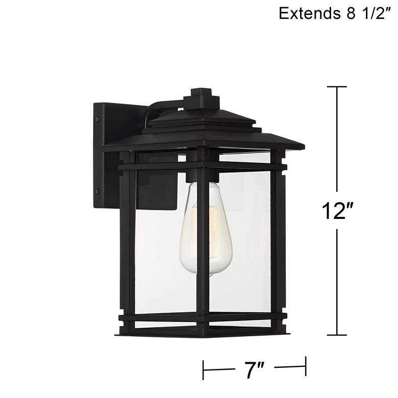 Image 7 John Timberland North House 12" High Matte Black Outdoor Wall Light more views