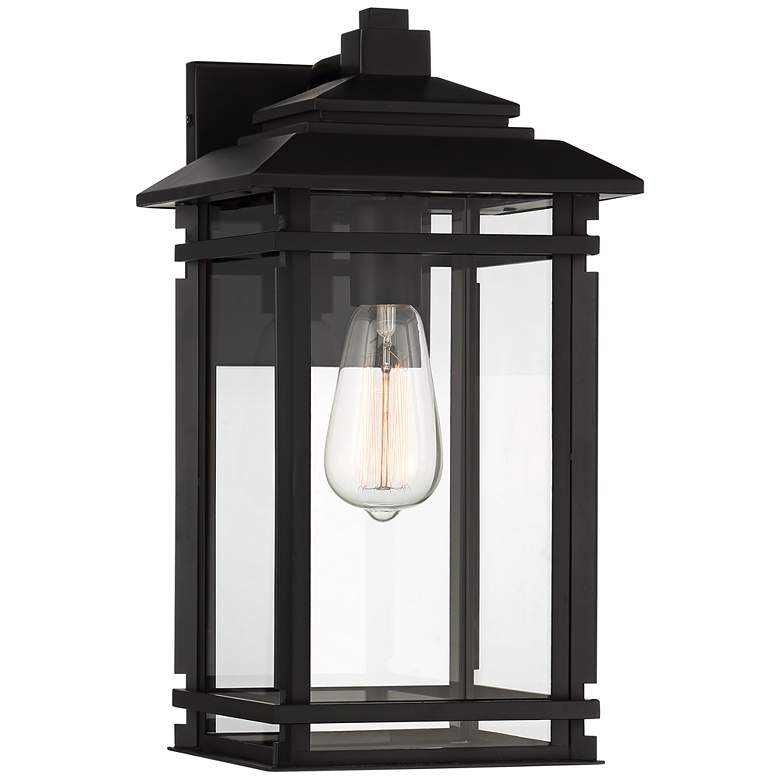 Image 2 John Timberland North House 16" Matte Black and Glass Outdoor Light