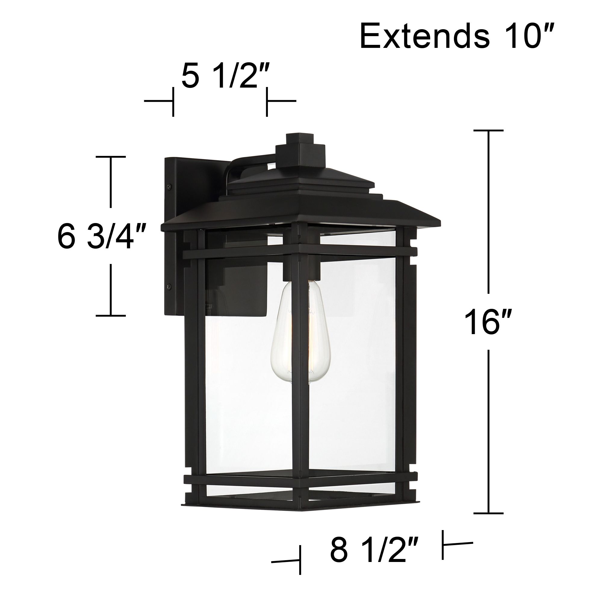 John Timberland North House 16" Matte Black and Glass Outdoor Light