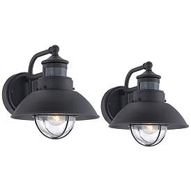 Image2 of John Timberland Oberlin 9" Black Auto-On Motion Sensor Outdoor Light