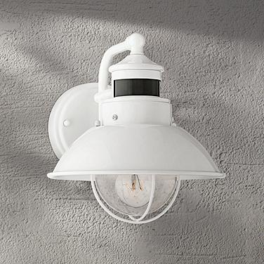 John Timberland Oberlin 9" White Dusk-Dawn Motion Sensor Outdoor Light
