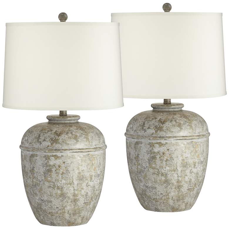 Image 2 John Timberland Otero 27" Mottled Faux Stone Rustic Lamps Set of 2