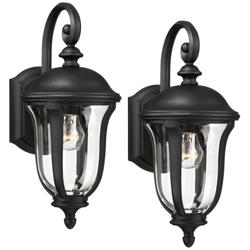 John Timberland  Park Sienna 16 3/4" Black Outdoor Wall Light Set of 2