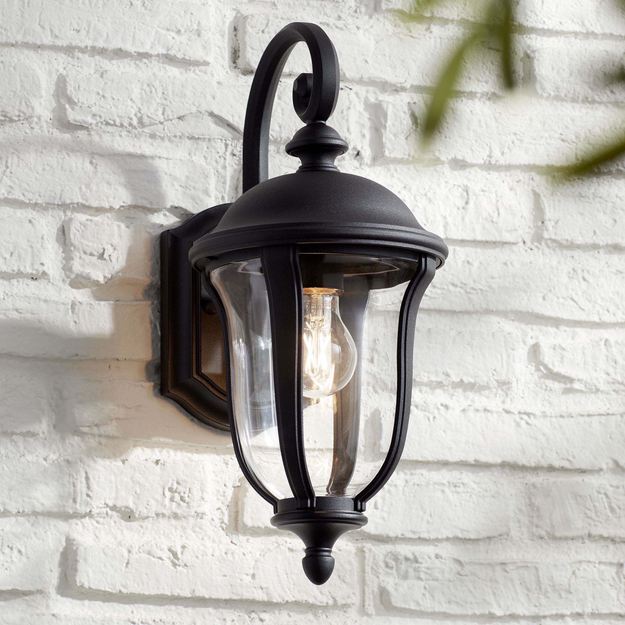 John Timberland  Park Sienna 16 3/4" Black Outdoor Wall Light Set of 2