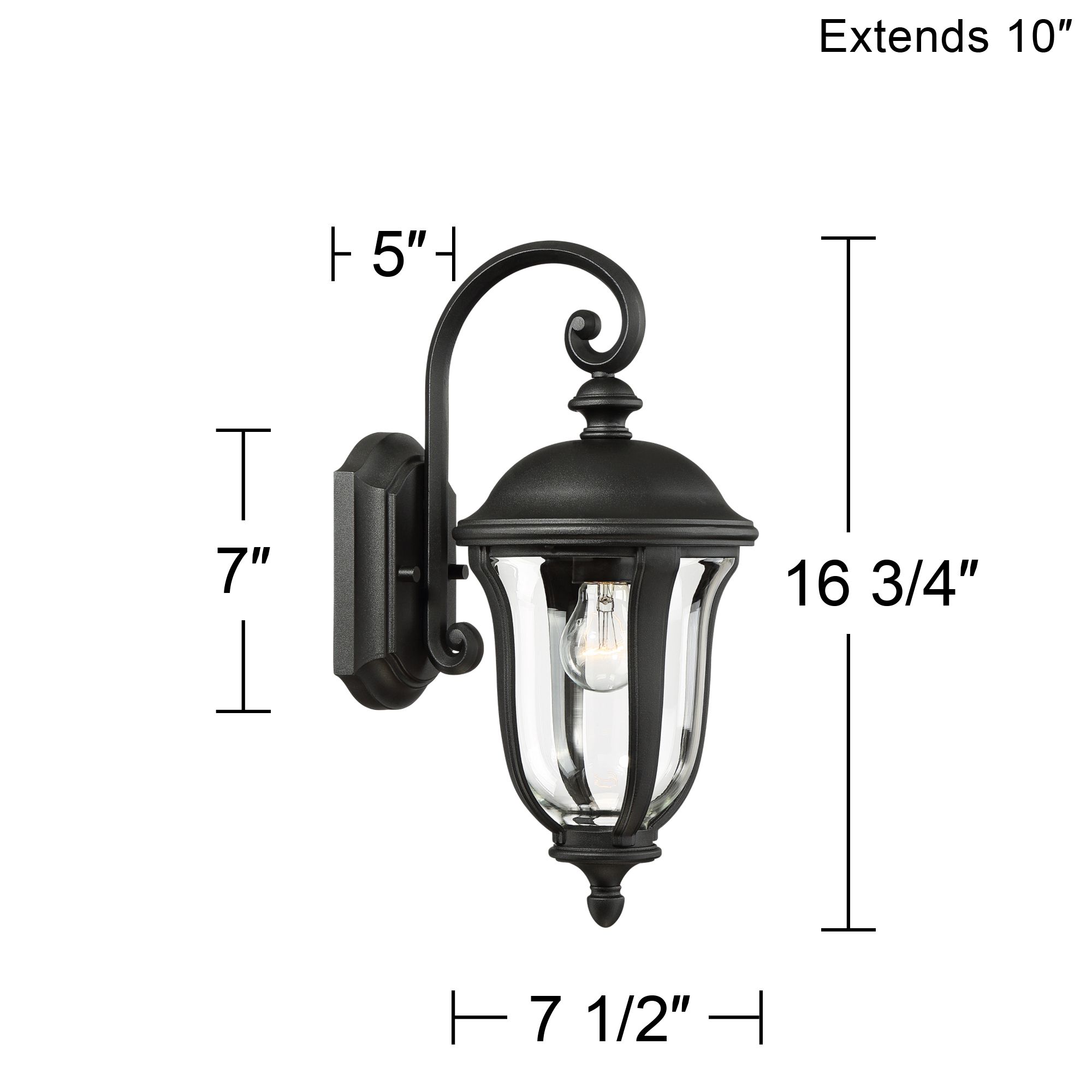 John Timberland  Park Sienna 16 3/4" Black Outdoor Wall Light Set of 2