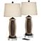 John Timberland Parker 28 1/2" Bronze USB Lamps with Acrylic Risers