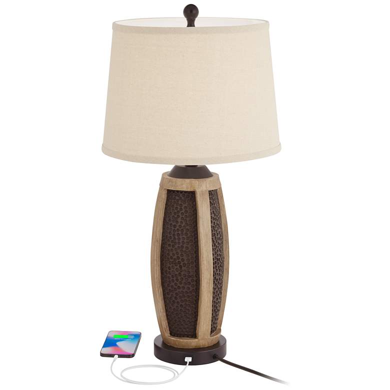 Image 4 John Timberland Parker 28 1/2" Hammered Bronze USB Lamps Set of 2 more views