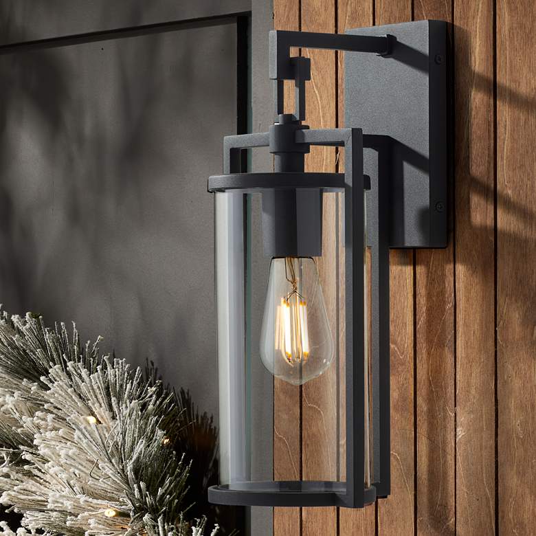 Image 2 John Timberland Rennes 15 3/4" High Black Outdoor Wall Light