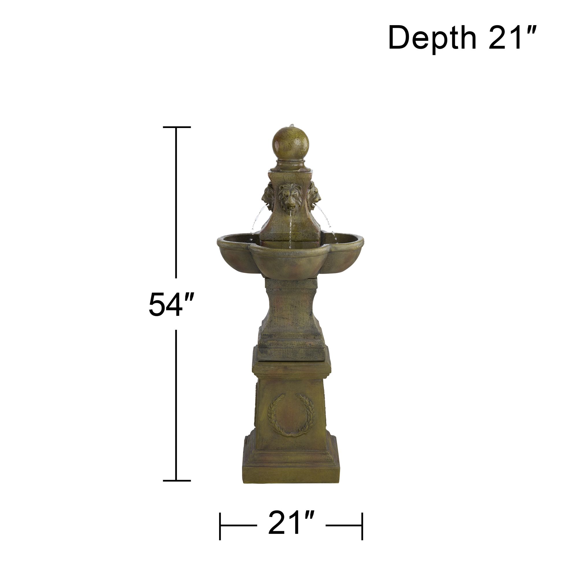 John Timberland Royal Lion 54" High Garden Pedestal Outdoor Fountain