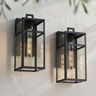 John Timberland San Lucas 14 1/2" Sand Black Outdoor Lights Set of 2