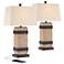 John Timberland Silas 28 1/4" Faux Wood Rustic USB Lamps Set of 2