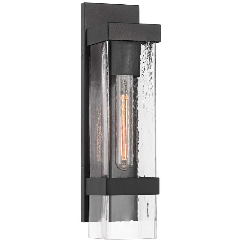 Image 1 John Timberland Solum 17" High Textured Black Wall Sconce