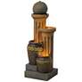 Thumbnail2 of John Timberland Sphere Jugs and Columns 50" Rustic Fountain with Light