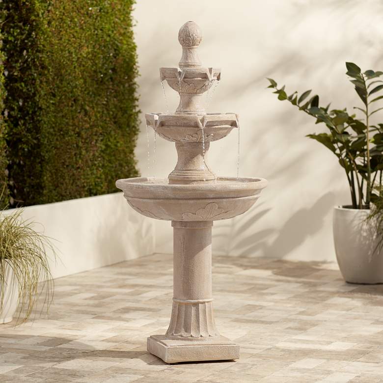 Image 1 John Timberland Stafford 48" Three Tier Traditional Garden Fountain