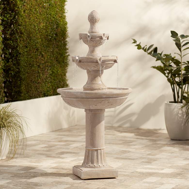 Image 1 John Timberland Stafford 48 inch Three Tier Traditional Garden Fountain