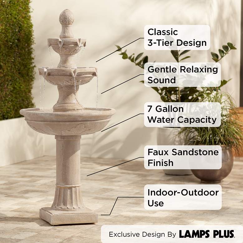 Image 3 John Timberland Stafford 48 inch Three Tier Traditional Garden Fountain more views