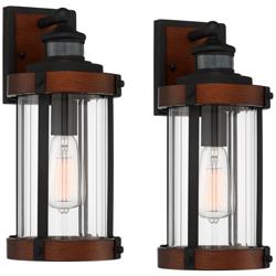 John Timberland Stan 15 1/2" Motion Sensor Black Outdoor Lights Set