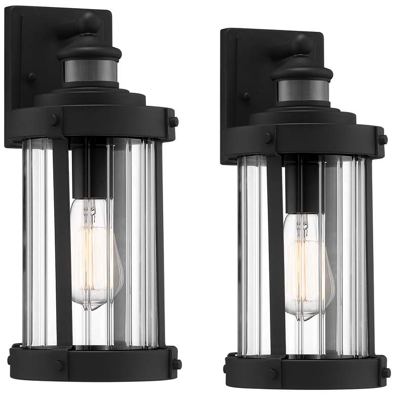Image 2 John Timberland Stan 15" Black Motion Sensor Outdoor Lights Set of 2