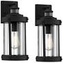 2_John Timberland Stan 15" Black Motion Sensor Outdoor Lights Set of 2