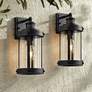 1_John Timberland Stan 15" Black Motion Sensor Outdoor Lights Set of 2