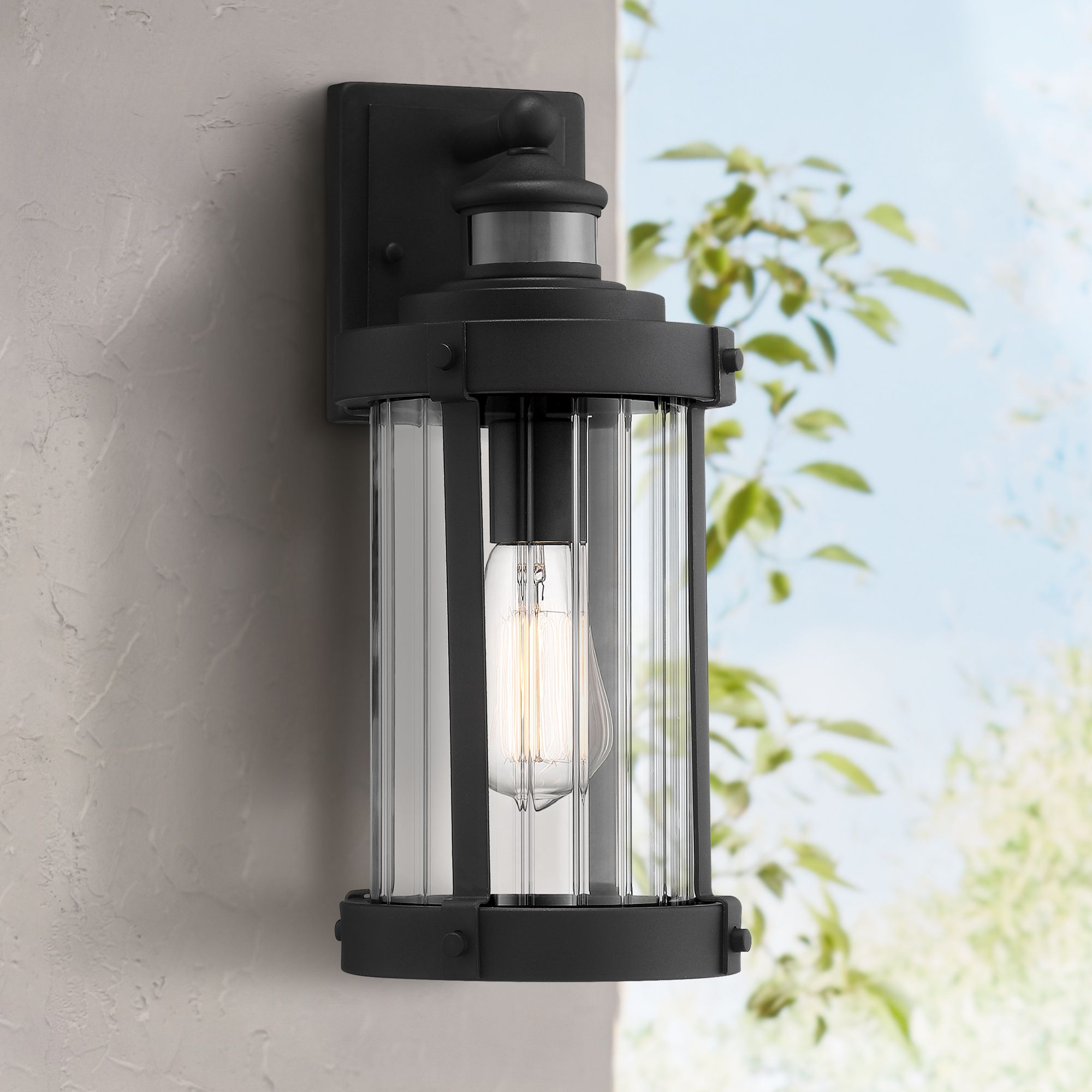 Image 7 John Timberland Stan 15" Black Motion Sensor Outdoor Lights Set of 2 more views